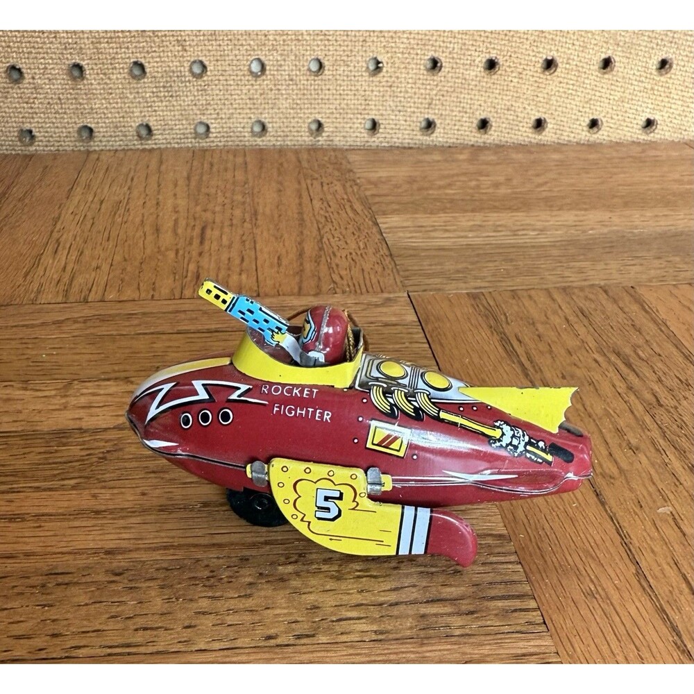 Vtg SCHYLLING TIN Litho Rocket Fighter 1998 Christmas Ornament
